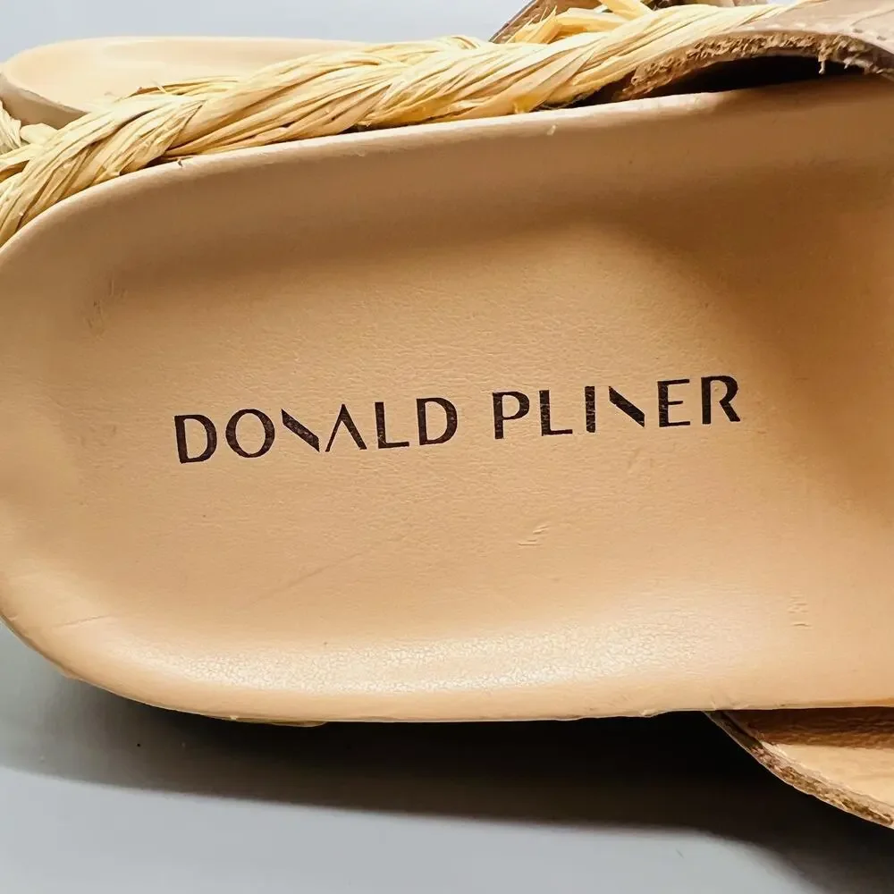 Donald Pliner Sandals Womens 9 Beige Leather Larabee Espadrille Buckle Shoes